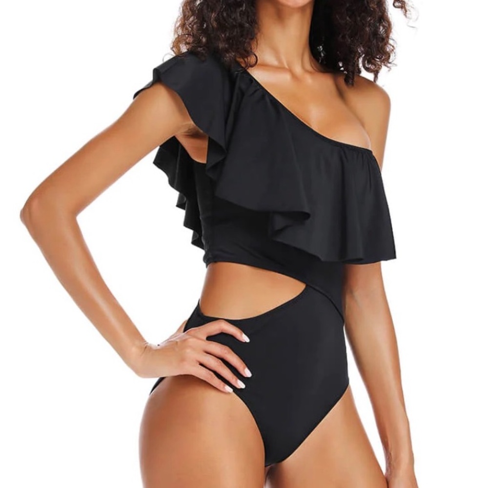 Dixperfect Zuma One Shoulder Ruffle Cut Out Side One Piece